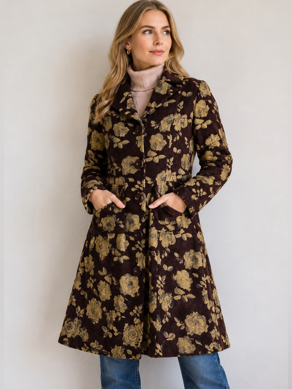 Young Essence vintage tapestry baroque floral tapestry coat women’s size large